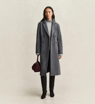 Gant Cappotto in misto lana a righe grigio