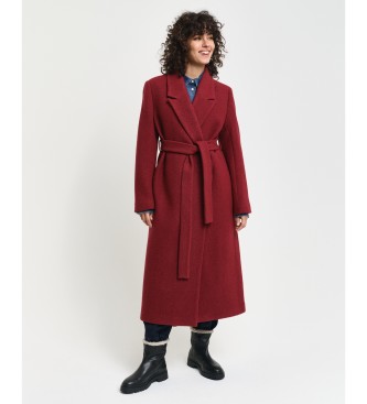 Gant Maroon textured double breasted coat