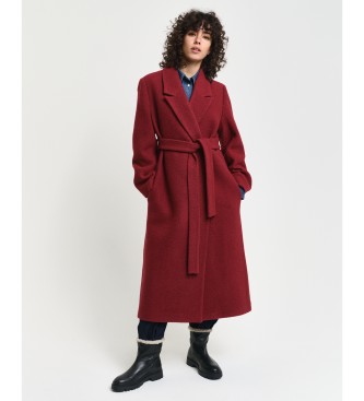 Gant Maroon textured double breasted coat