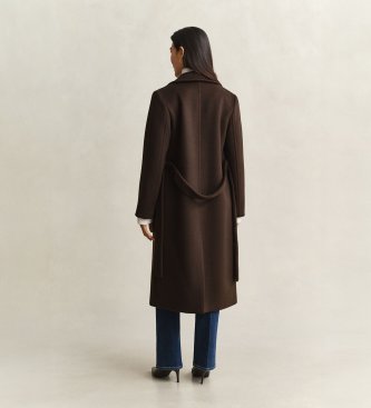 Gant Brown Belted Wool Blend Coat