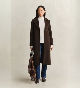 Gant Brown Belted Wool Blend Coat