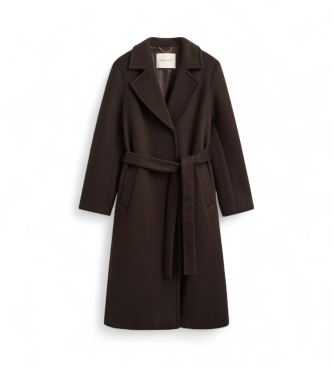 Gant Brown Belted Wool Blend Coat