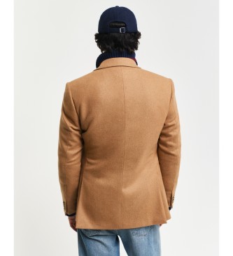 Gant Slim Fit Club-jakke i uldflannel, beige