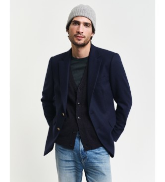 Gant Blazer club in flanella di lana blu scuro dal taglio slim