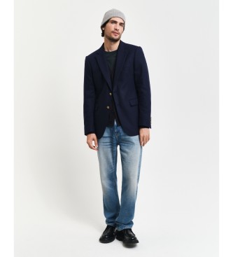 Gant Blazer club in flanella di lana blu scuro dal taglio slim