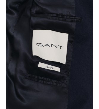 Gant Blazer club in flanella di lana blu scuro dal taglio slim