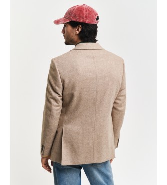 Gant Slim Fit colbert met visgraatmotief beige