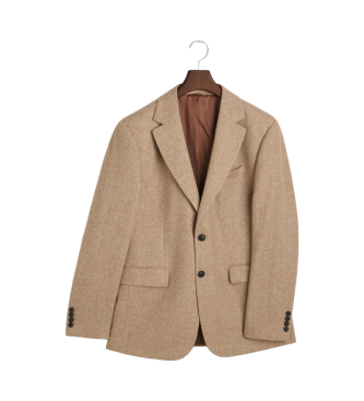 Gant Slim Fit Suit Blazer med sildebensmnster beige