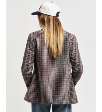 Gant Regular Fit Jas Met Bruin Houndstooth Patroon