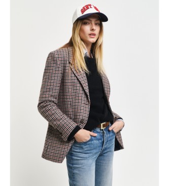 Gant Regular Fit Jacket With Brown Houndstooth Pattern