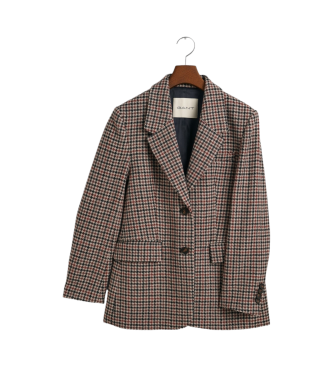 Gant Regular Fit Jacket With Brown Houndstooth Pattern