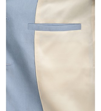 Gant Blazer in Regular Fit aus blauem Stretch-Leinen