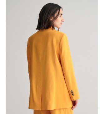 Gant Regular fit blazer in yellow stretch linen