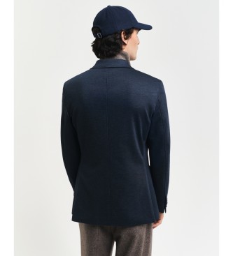 Gant Slim fit two-tone navy twill knit blazer