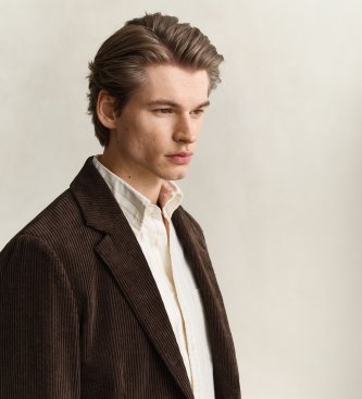 Gant Chaqueta de traje de pana marrón oscuro