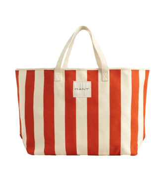 Gant Striped canvas beach bag white, red