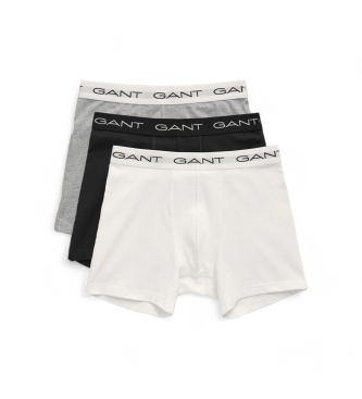 Gant Pack de 3 cales boxer clssicos cinzentos, brancos e pretos
