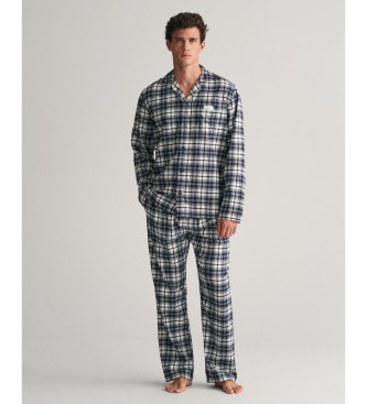 Gant Gaveske med marinebl flannel-pyjamasskjorte og pyjamasbukser