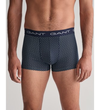 Gant Presentfrpackning med tre mikrotryckta boxershorts i marinbl, bl