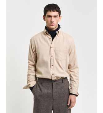 Gant Regular Fit flanellskjorta med fiskbensmnster beige