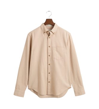 Gant Camicia Regular Fit In Flanella Con Motivo Spinato Beige