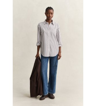 Gant Chemise en popeline classique à rayures Relaxed Fit blanc