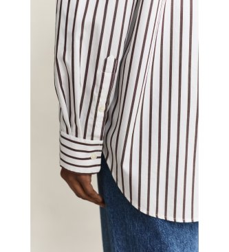 Gant Chemise en popeline classique à rayures Relaxed Fit blanc