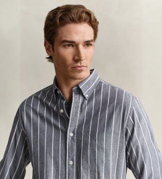 Gant Chemise en popeline chinée à rayures grises