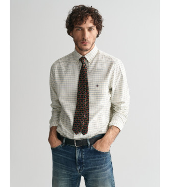 Gant Tattersall Classic Regular Fit Checked Oxford Shirt white