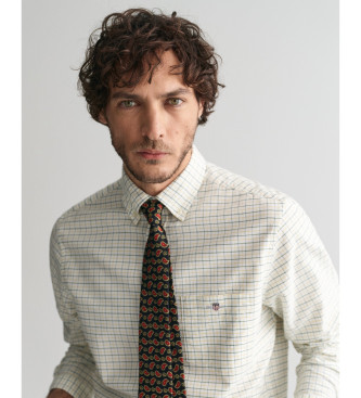 Gant Tattersall Classic Regular Fit Checked Oxford Shirt white