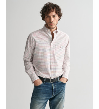 Gant Tattersall Classic Regular Fit Checked Oxford Shirt white