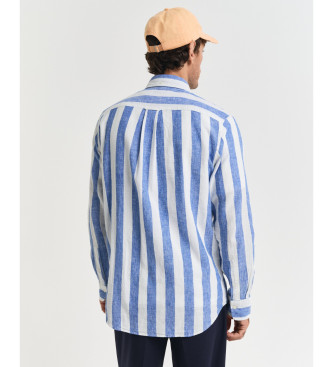 Gant Camisa reg em linho e algodo com riscas azuis e brancas