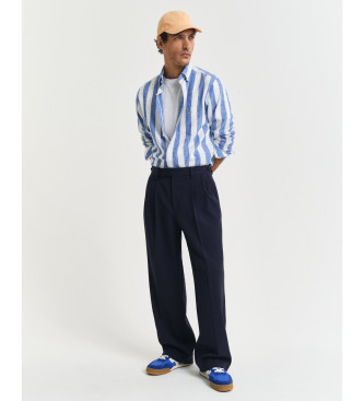 Gant Reg shirt in linen and cotton with blue, white stripes