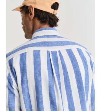 Gant Reg shirt in linen and cotton with blue, white stripes