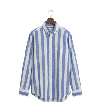 Gant Reg shirt in linen and cotton with blue, white stripes