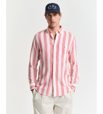 Gant Camisa Reg de lino y algodn con rayas rojo, blanco