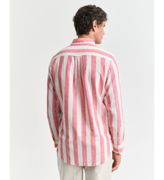 Gant Camisa reg em linho e algodo com riscas vermelhas e brancas