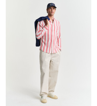 Gant Reg shirt in linen and cotton with red, white stripes