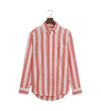 Gant Chemise Reg en lin et coton  rayures rouges et blanches