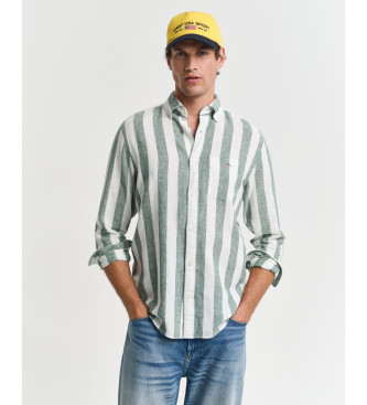 Gant Camisa reg em linho e algodo com riscas verdes e brancas