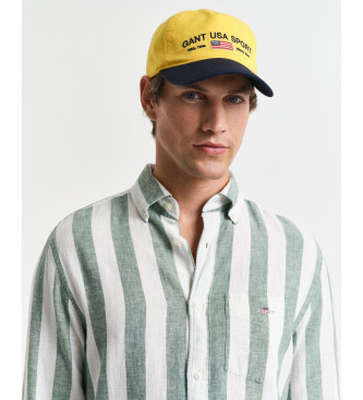 Gant Reg shirt in linen and cotton with green and white stripes