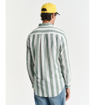 Gant Reg shirt in linen and cotton with green and white stripes