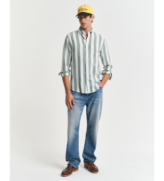 Gant Camisa reg em linho e algodo com riscas verdes e brancas