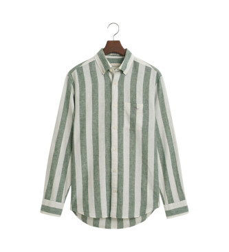 Gant Reg shirt in linen and cotton with green and white stripes