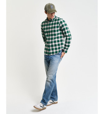 Gant Regular Fit Checked Shirt With Herringbone Pattern green