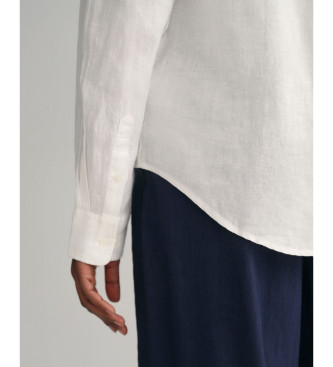 Gant Biała lniana koszula chambray o regularnym kroju