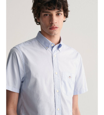 Gant Regular Fit overhemd met korte mouwen in blauw popeline