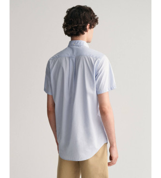 Gant Regular Fit overhemd met korte mouwen in blauw popeline