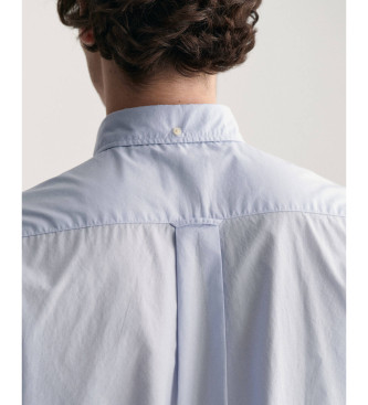 Gant Camisa Regular Fit de manga corta en popelina azul