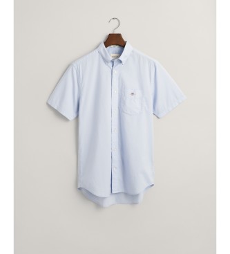 Gant Camisa Regular Fit de manga corta en popelina azul